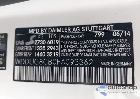 2015 Mercedes-Benz S 550 из США, поврежденный, VIN WDDUG8CB0FA093362